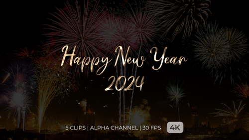 Elegant Golden and Colorful Happy New Year 2024 Text Reveal