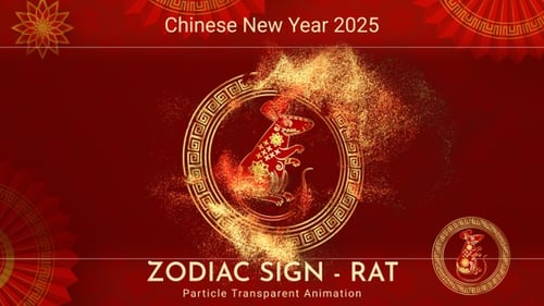 Golden Rat Zodiac Symbol Reveal Animation