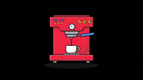 Animated Coffee Maker. Kitchen Equipment Concept Concept Video - Transparent