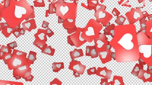 Falling Heart Social Media Message on Alpha Channel, Loop