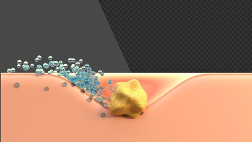 3D Animation of Acne cream drop and heal acne inflammatory to normal skin | Alpha Channel