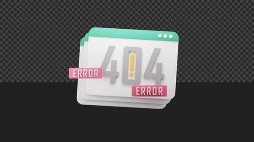 3D 404 Error Page with Animated Banners