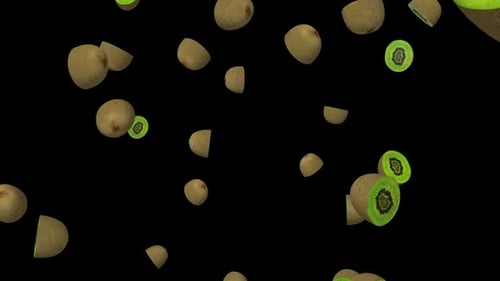 3D Falling and Spinning Kiwi Fruit Loop