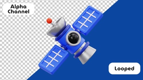 3D Satellite Animation | Space Communication | Alpha Channel