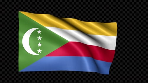 Comoros National Flag Realistic Waving Animation
