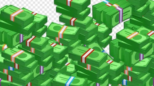 Animated Money Stacks and Gold Coins Accumulation Loop