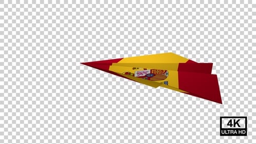 Spanish Flag Paper Airplane 3D Flight Animation