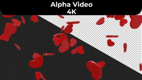 Falling Red Hearts Particle Overlay Seamless Loop