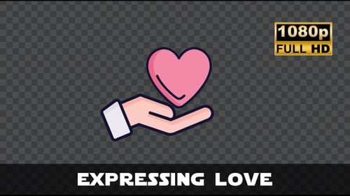 Animated Hand Holding Pink Heart Icon with Checkmark