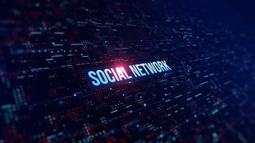 Futuristic Social Network Text Animation on Digital Grid