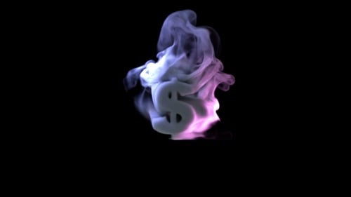 Dollar Sign Dissolving in Abstract Fluid Smoke Animation