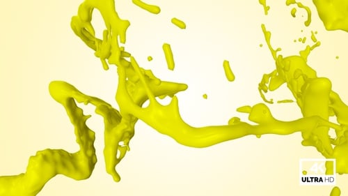 Dynamic Yellow Liquid Splashes Abstract Fluid Animation