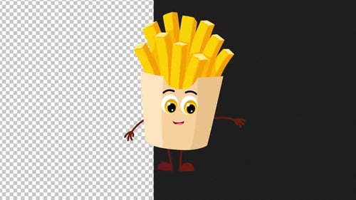 Waving French Fries Cartoon Character Animation