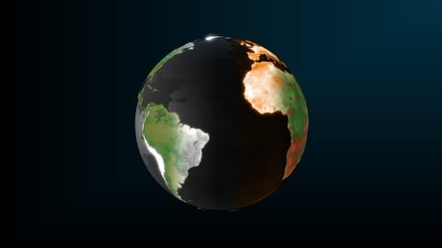 3D Earth Globe Rotating with Day and Night Cycle