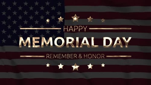 Happy Memorial Day Golden Text Animation