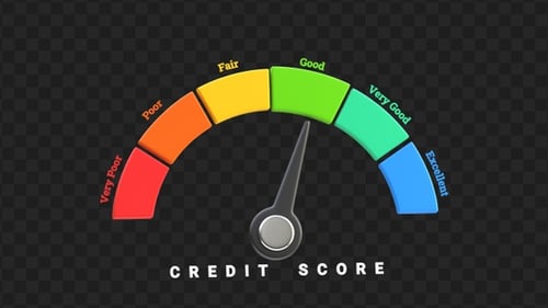 3D Animation of Digital Credit Score Scale Gauge Finance Report | Alpha Channel