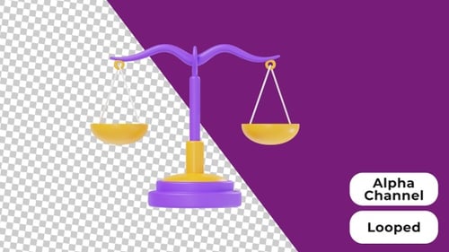 3D Animated Balance Scale | Alpha Channel