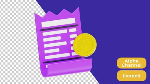 3D Animated Invoice Receipt | Alpha Channel