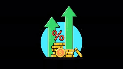 Money Stacks with Green Arrow. Investment Concept Animation Video - Transparent