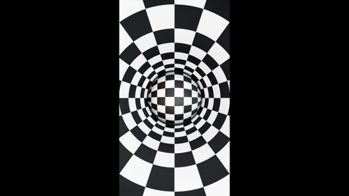 Vertical video black and white checker ball in optical illuison tunnel loop animation