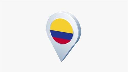 Colombia Flag 3D Map Pointer Animation
