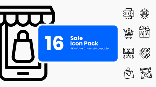 Minimalist Animated E-commerce Shopping and Sale Icons Pack