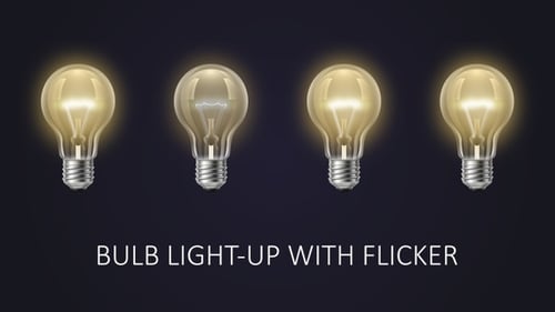 Animated Light Bulb Turning On and Off with Varied Flicker Effects