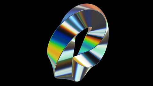 Abstract Object Torus Circle Twist Metal Steel Glossy Reflection Chrome Holographic Hologram Trance