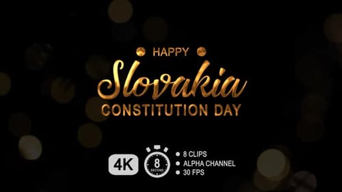 Happy Slovakia Constitution Day Text Animation