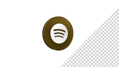 Golden 3D Spotify Logo Badge Animation with Pulsing Light