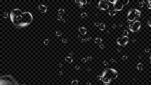 Bubbles Heart Falling Seamless Loop Alpha V3