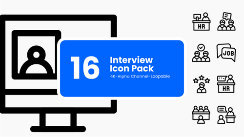 Animierte Icons für Einstellungs- und Personalprozesse — Bewegte Grafiken für Vorstellungsgespräche