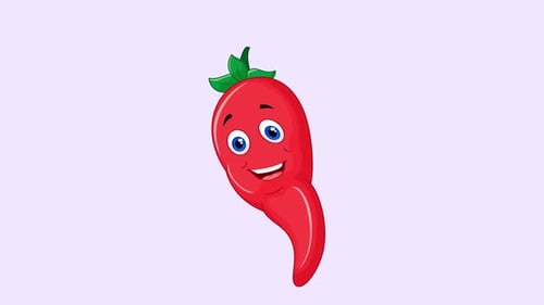 Animated Cartoon Chili Pepper Character Looking Around