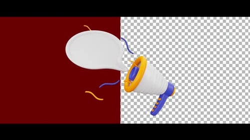 3D Megaphone and Speech Bubble Announcement Animation