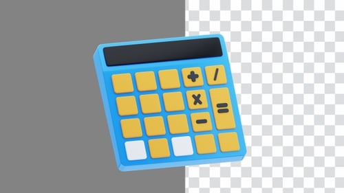 3D Animation of Modern Digital Calculator with LCD Display | Alpha Channel