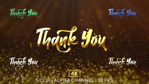 Elegant Gold Thank You Animated Title with Glitter Particles