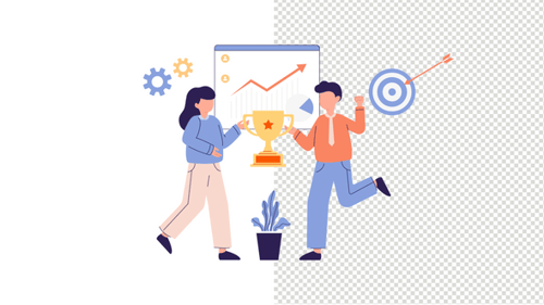 Flat Design Animation of Business Success and Teamwork