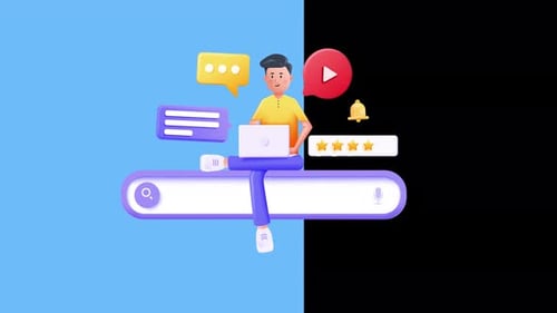3d Illustration Young Man Search Bar Concept 4K