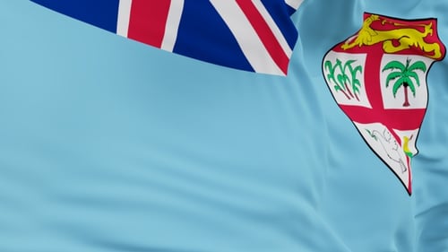 The Fiji with alpha channel waving in the wind in slow motion