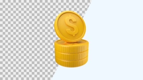 3D Animation Icon of Money with Wing | Alpha Channel
