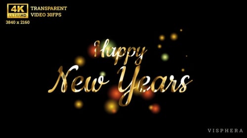 Golden Happy New Years Title Animation with Shimmering Particles
