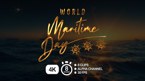 Elegant Golden World Maritime Day Calligraphy Reveal