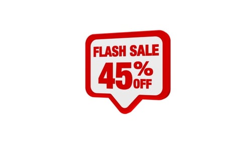 3D Animated Flash Sale 45% Off Speech Bubble Tag