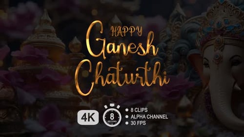 Animação de texto de Happy Ganesh Chaturthi
