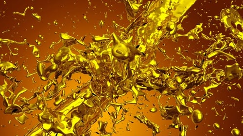 Dynamic Golden Liquid Flowing and Splashing Animation