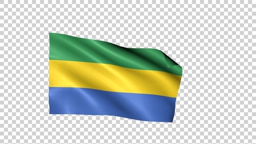 Realistic Gabon National Flag Waving Animation