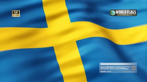 Realistic Sweden Flag Waving Loop Animation