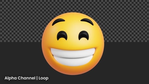 3D Beaming Face with Smiling Eyes Emoji Animation | Alpha Loop