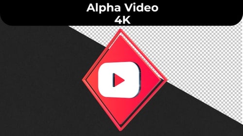 3D Rotating Diamond Play Button Icon Logo Animation