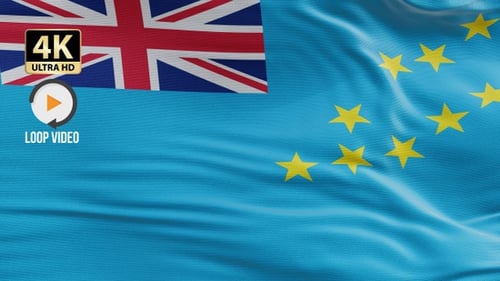 Fondo de bucle 4K con la bandera de Tuvalu